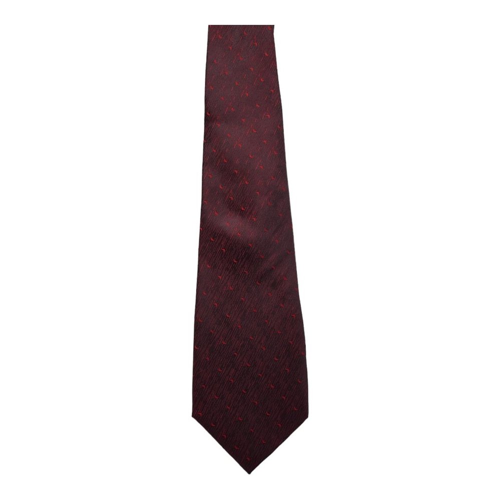 Kai Long Geometric Solid Pattern Red 100% Polyester Necktie